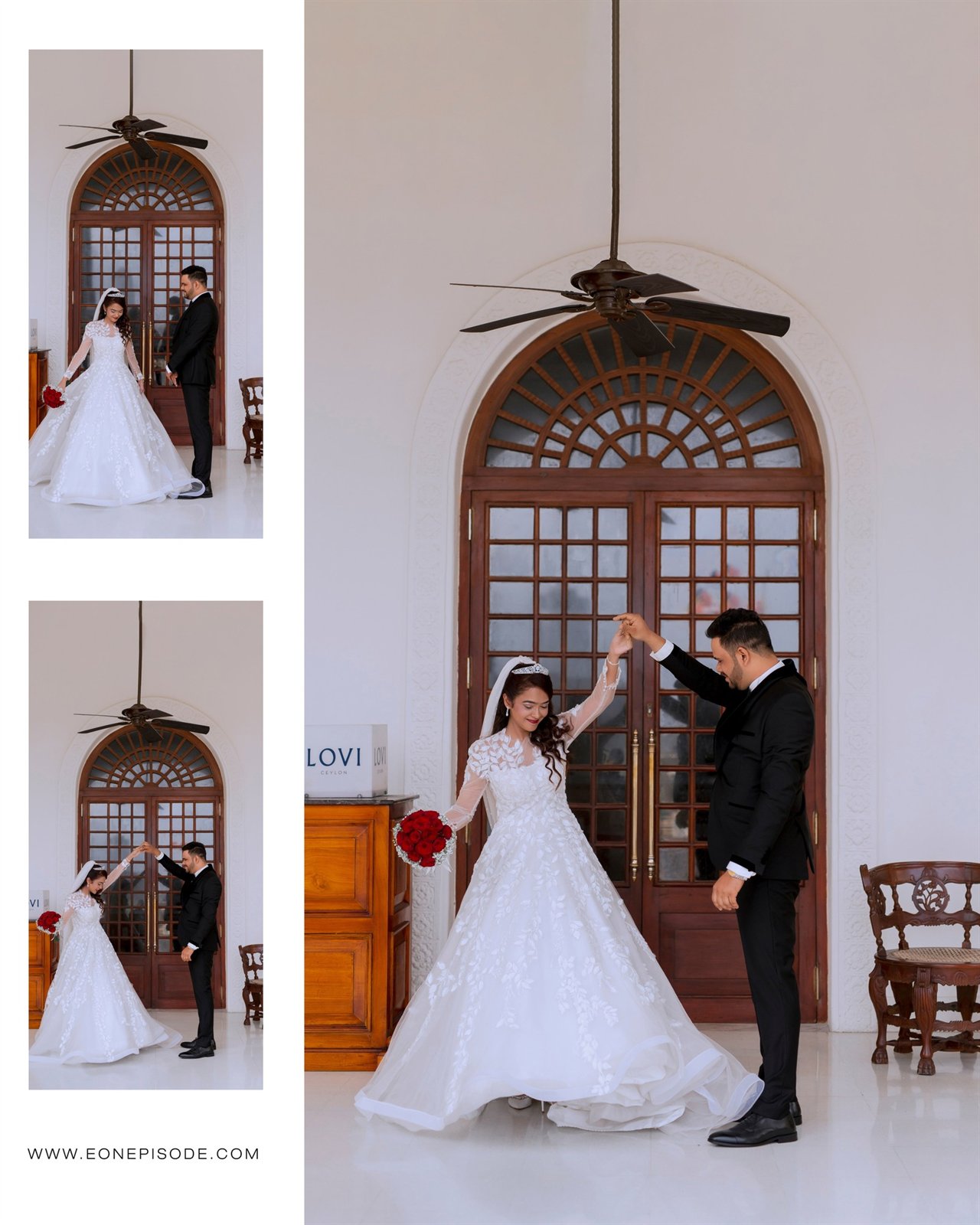 A wedding couple sharing a moment during their ceremony